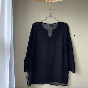 Sand N Sun Sheer Black Tunic Swim Coverup • Size Medium